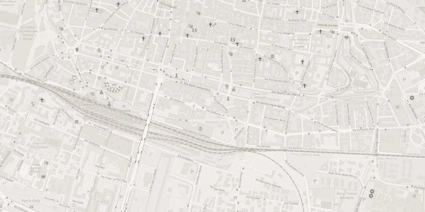 Mappa del centro di Brescia con la sede di eLife in via Solferino 55, a pochi minuti dalla stazione